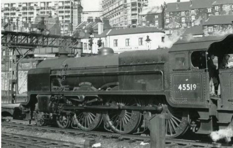 LMS Midland Station early 60's showing  Park Hll Flats under construction with more old housin...jpg