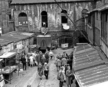 Rag'nTag Market Sheffield looking towards Shude Hill-just see part of old Gas Offices top L.jpg