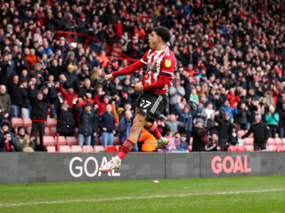Sheffield United's Morgan Gibbs-White celebrates scoring their first goal on February 19, 2022...png