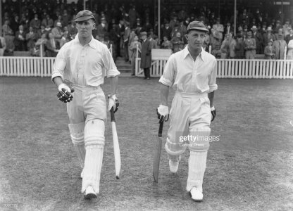 Hutton L Edrich R open for England V Aus. 1938 at Oval.jpg