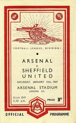 1948-49 Jan 15 A V Arsenal L5-3 HT4-1 Hagan Thompson Whitelum.webp