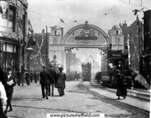 Ladys Bridge-1905 royal visit looking from Waingate this must be decorations found attic build...jpg