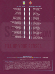 Aston Villa v. Sheffield United - 2014 - Official Matchday Programme