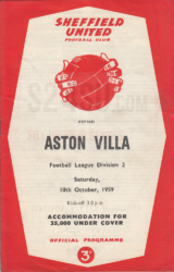 Sheffield United v. Aston Villa - 1959 - Official Matchday Programme